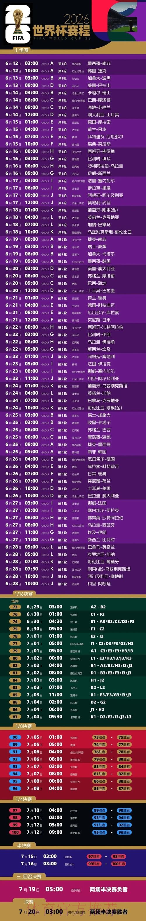 2026世界杯赛程今日赛事详情免费观看 2026世界杯赛程今日赛事详情免费观看